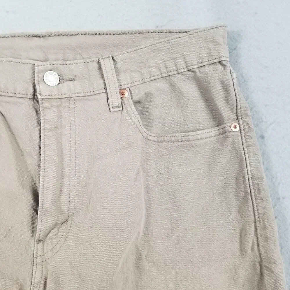 Levis 505 Jeans Mens 32x34 Beige Straight Leg Denim‎ Casual Pants Classic Fit